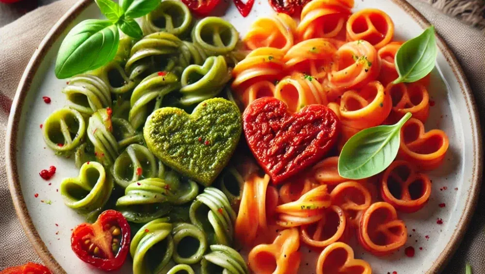 Walentynkowy makaron z pesto