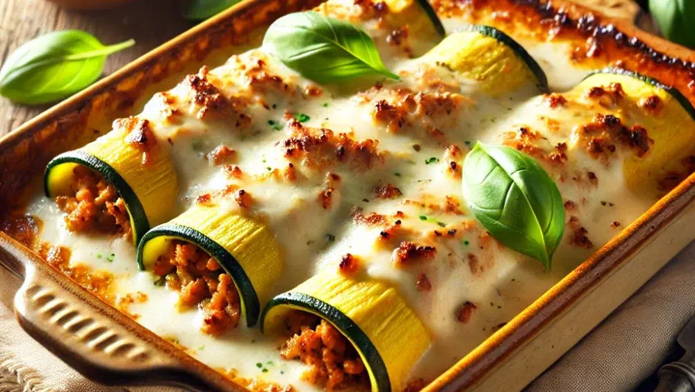Zapiekane cannelloni z cukinii i mięsa mielonego