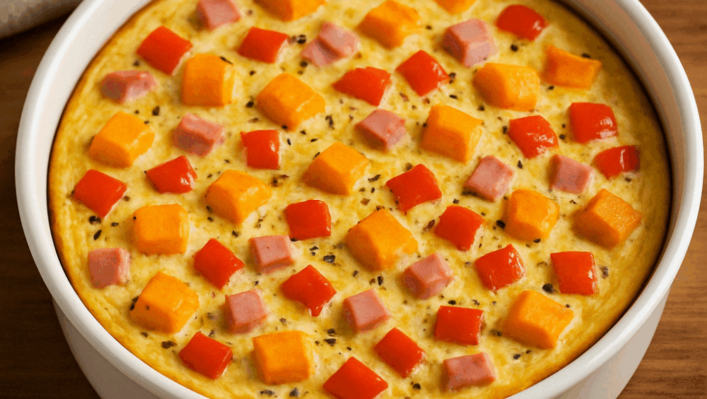 Frittata z dynią, szynką i papryką