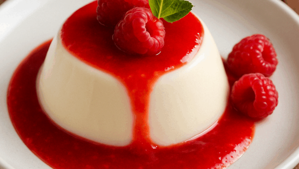 Panna cotta z sosem malinowym
