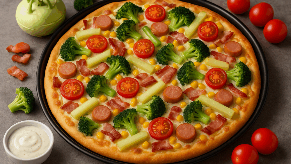 Pizza z brokułem i kalarepą