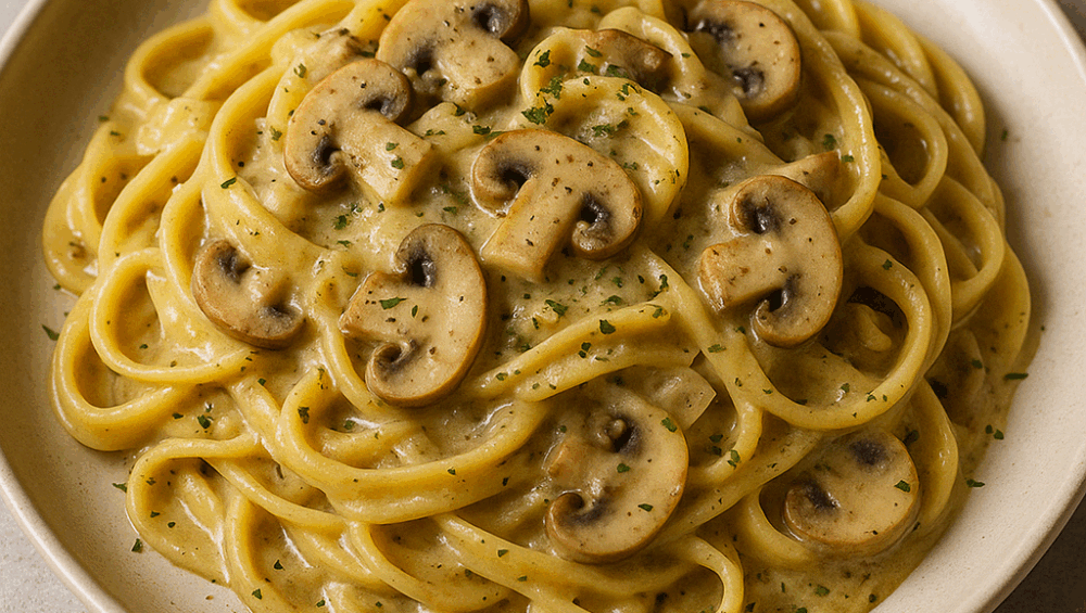 Tagliatelle z pieczarkami