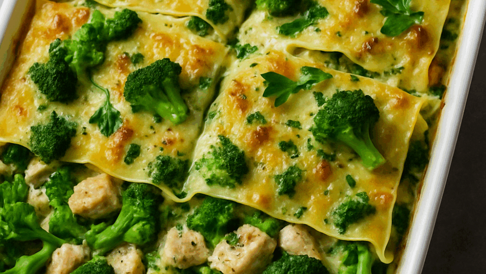 Lasagne z brokułami i kurczakiem