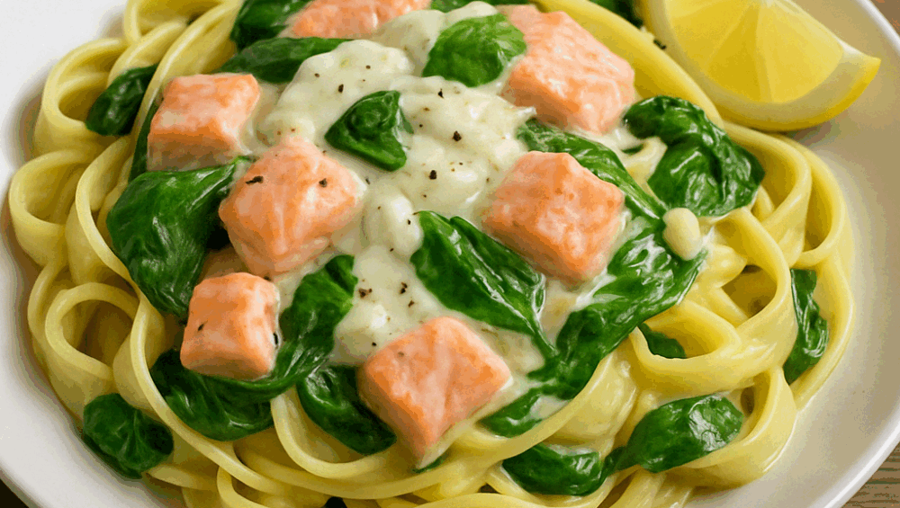 Tagliatelle z łososiem