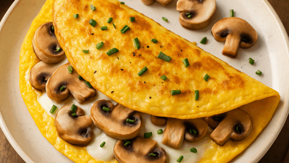 Omlet z pieczarkami i mozzarellą