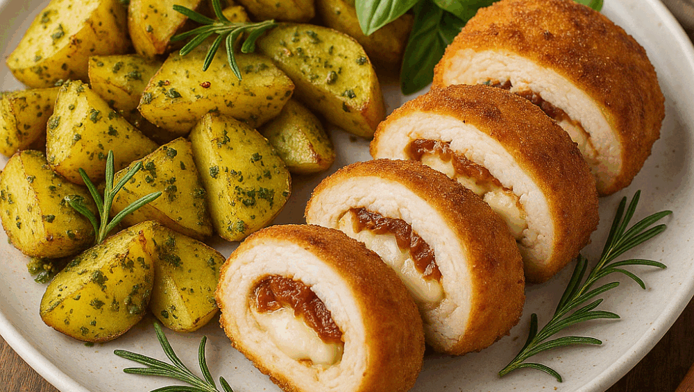 Roladki z mozzarellą i pieczonymi ziemniaczkami