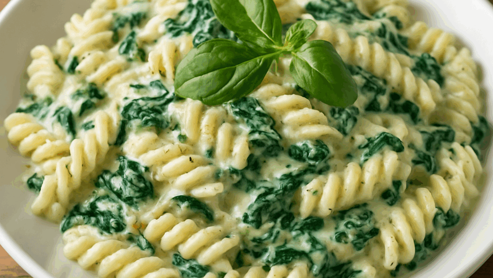 Fusilli ze szpinakiem i mascarpone