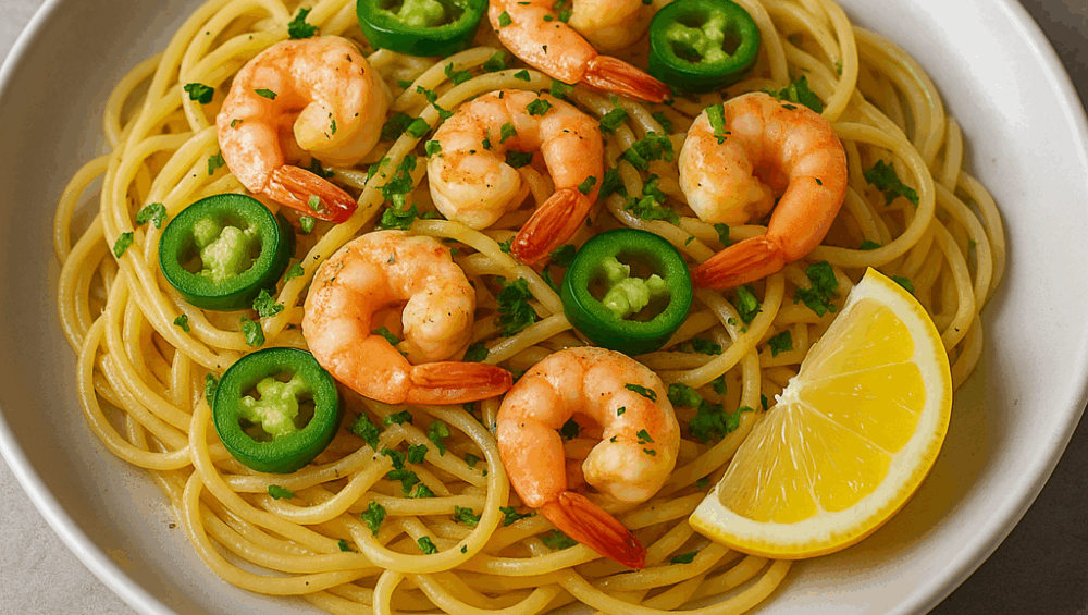 Spaghetti z krewetkami i jalapeño