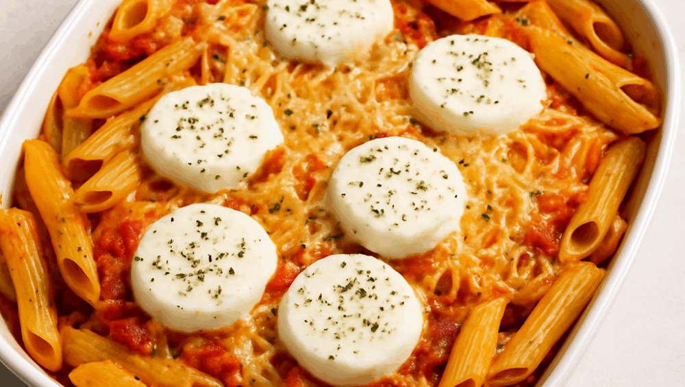 Penne w pomidorach zapiekane z mozzarellą