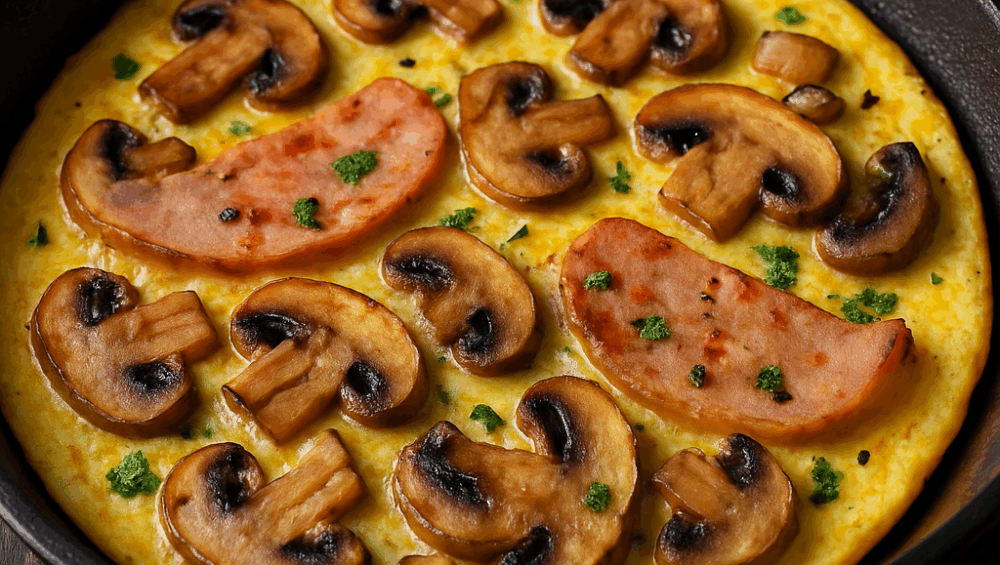 Frittata z szynką i pieczarkami