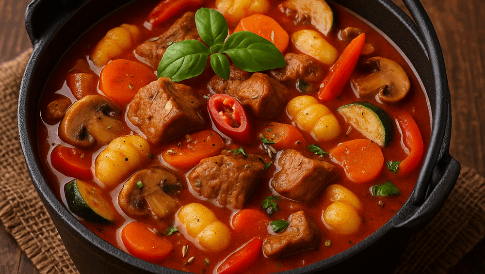 Kociołek gulaszowy z kluseczkami gnocchi