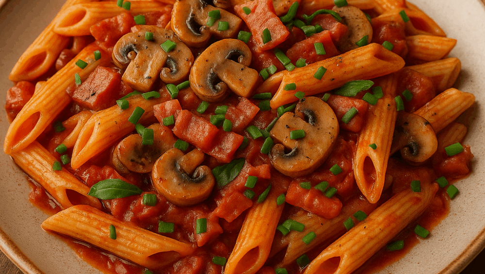 Penne z pieczarkami