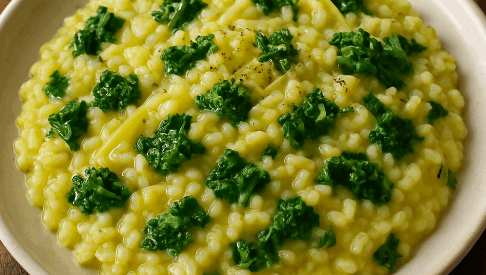 Cytrynowe risotto z jarmużem i porem