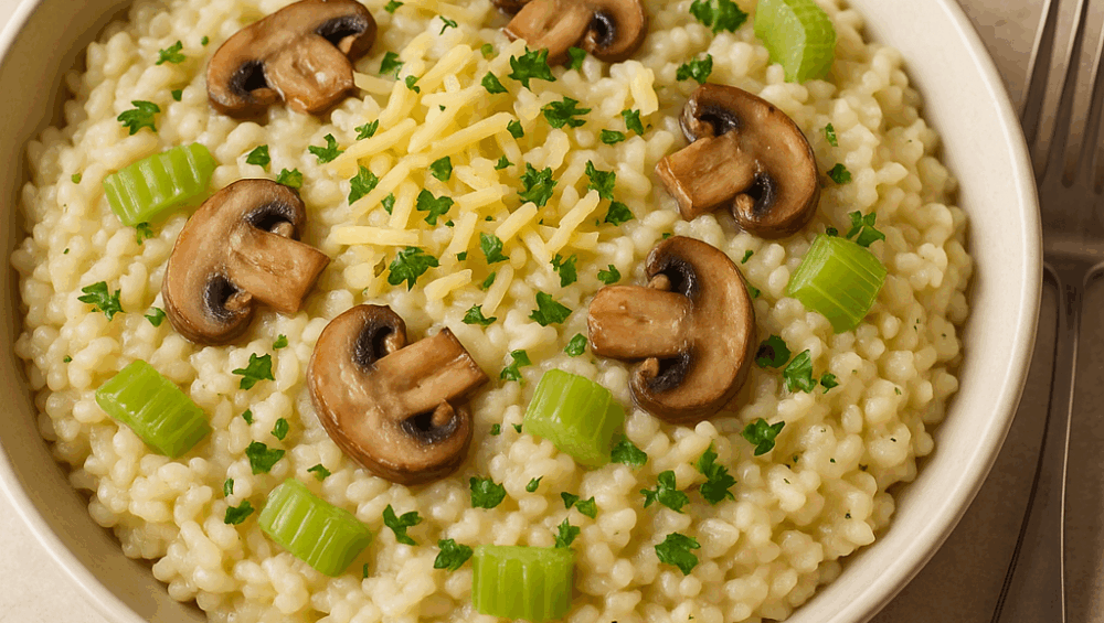 Risotto z pieczarkami i selerem naciowym