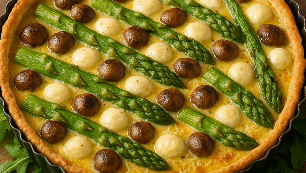 Tarta z mozzarellą i szparagami