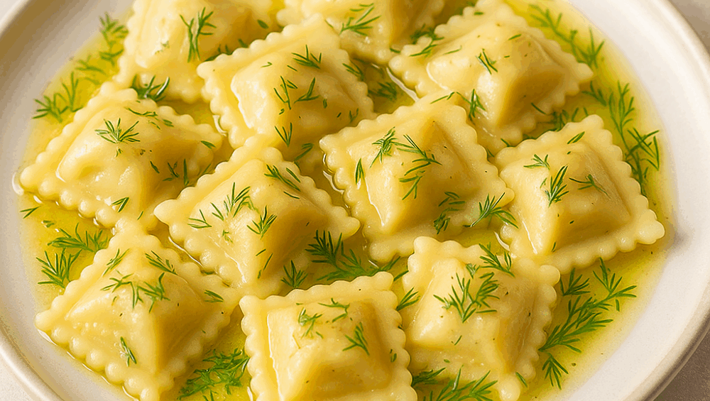 Raviolini z farszem mięsnym z przepiórki
