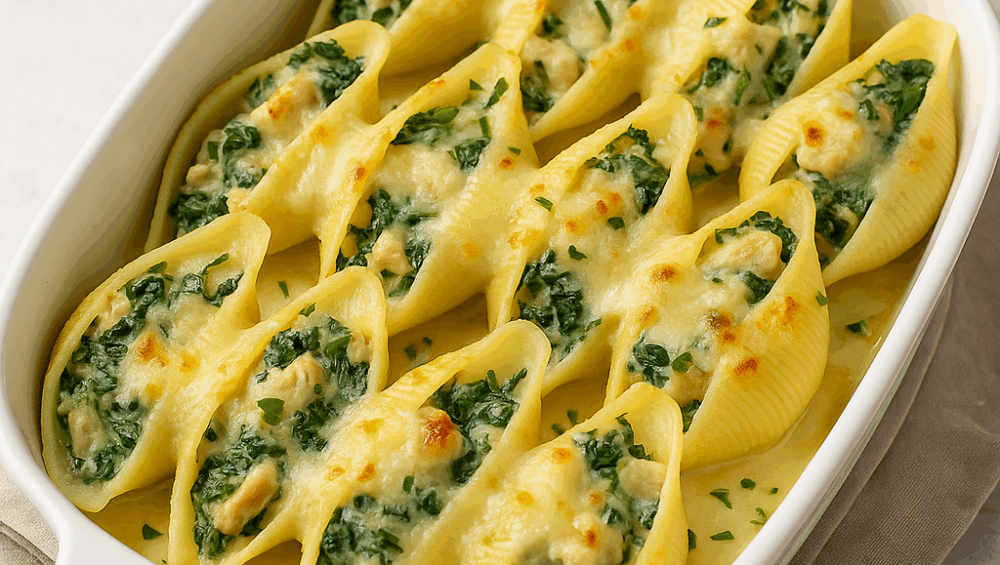 Conchiglioni ze szpinakiem i kurczakiem