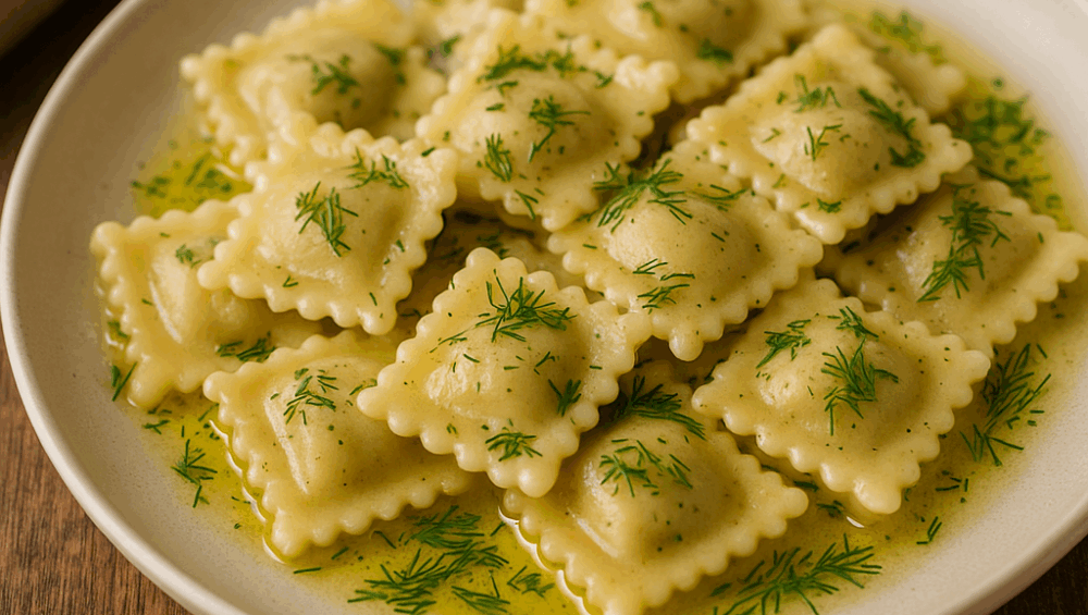 Raviolini z farszem z mięsa indyka