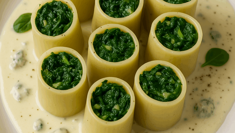 Paccheri ze szpinakiem