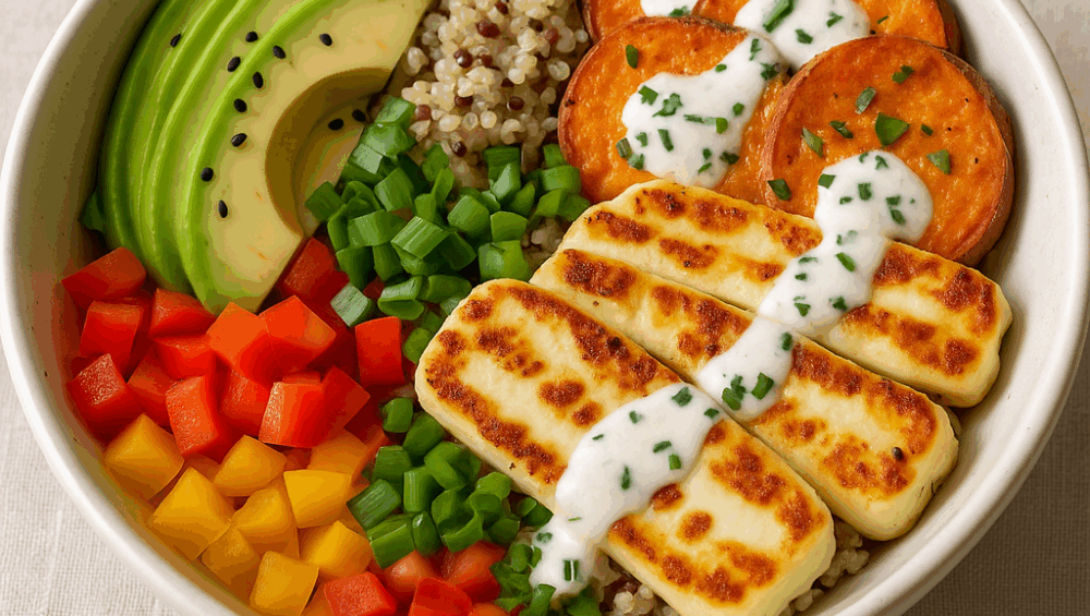 Bowl z halloumi i komosą ryżową