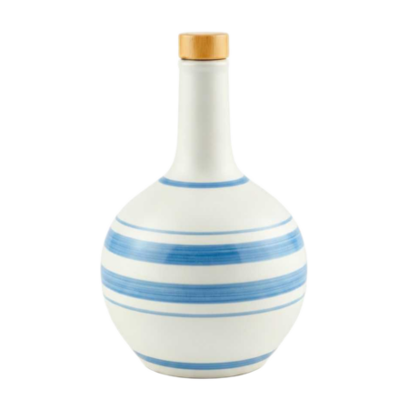 Oliwa z oliwek Extra Virgin w ceramice Lamaconte Estia - Błękitne paski - 500 ml