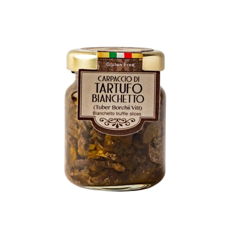 Carpaccio z trufli białawej, czyli płatki trufli białawej Tuber borchii w oliwie extra virgin - 50g (30g)
